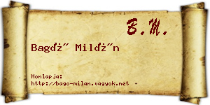 Bagó Milán névjegykártya